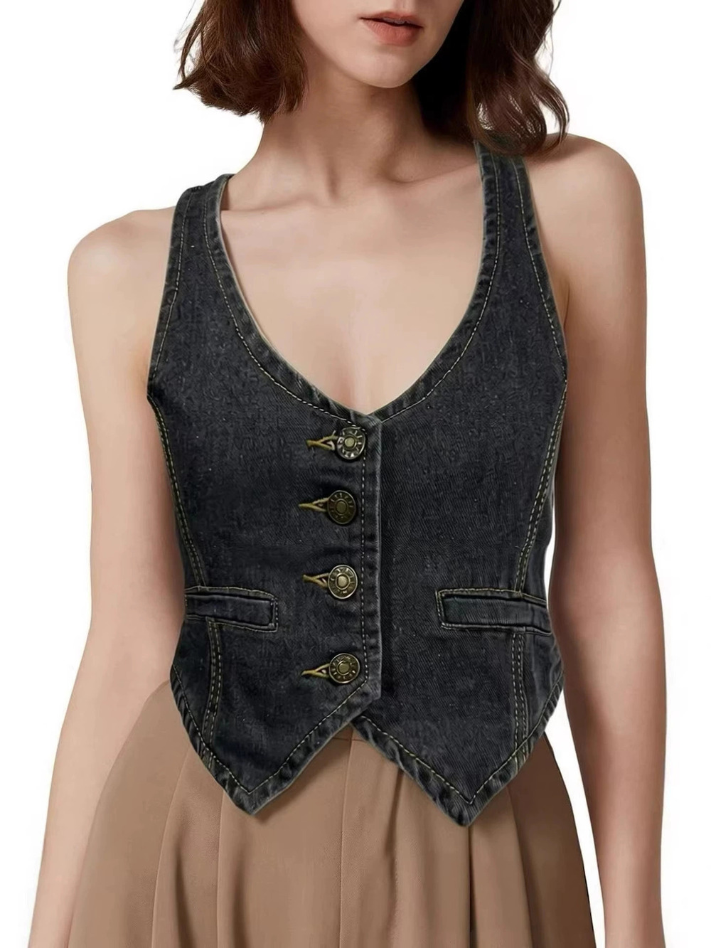ZARA Factory Direct Sexy Neckline Hot Girl Womens Short Vest